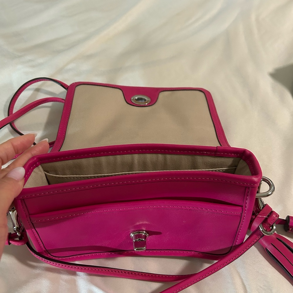 Coach Fuchsia and Beige Crossbody Bag